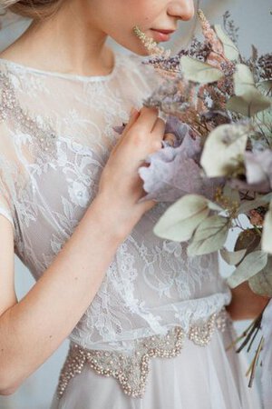 Bateau Chiffon kurze Ärmeln bodenlanges Brautkleid mit Bordüre mit gekappten Ärmeln - Bild 5