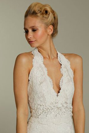 Robe de mariée festonné en plage longueru au niveau de sol fermeutre eclair manche nulle - Photo 3