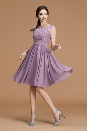 A-Line Reißverschluss Attraktiv Mini Brautjungfernkleid mit Natürlicher Taille - Bild 5