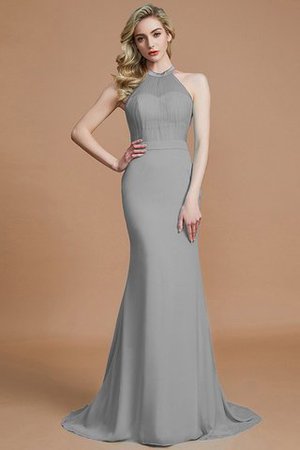 Schaufel-Ausschnitt Normale Taille Ärmelloses Sweep Zug Brautjungfernkleid aus Chiffon - Bild 32