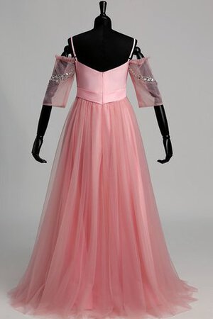 Gerüschtes Perlenbesetztes Sweep train halbe Ärmeln romantisches Ballkleid aus Tüll - Bild 2