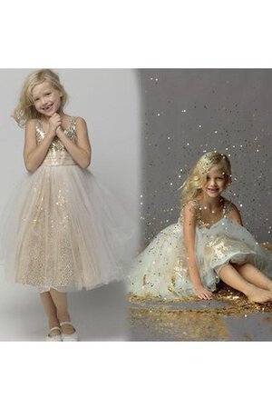 Robe de cortège enfant sexy textile en tulle avec fleurs bandouliere spaghetti a-ligne - Photo 3