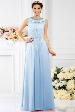 Abito da Damigella Alta Vita con Perline in Chiffon A Terra A-Line - Foto 17