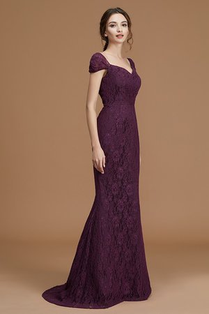 Kurze Ärmeln Besondere Normale Taille Bodenlanges Brautjungfernkleid mit Bordüre - Bild 7