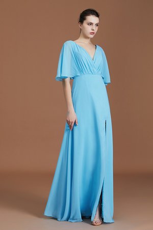 Normale Taille Modisch A-Line Halbe Ärmeln Bodenlanges Brautjungfernkleid - Bild 5