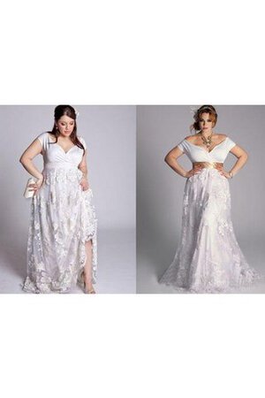 Sweep Zug A-Line einfaches bodenlanges Brautkleid mit Applike mit Gürtel - Bild 4