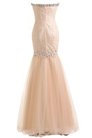 Robe de soirée naturel col en forme de cœur fermeutre eclair avec perle en chiffon - Photo 2