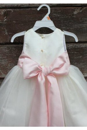 Ärmellos A-Line plissiertes knöchellanges Blumenmädchenkleid aus Tüll mit Rüschen - Bild 3