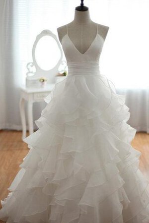Robe de mariée décolleté dans le dos a-ligne avec chiffon ruchés longs avec sans manches - Photo 1