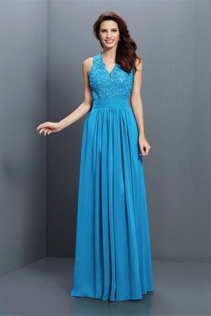Reißverschluss Ärmellos Prinzessin Chiffon V-Ausschnitt Brautjungfernkleid - Bild 3