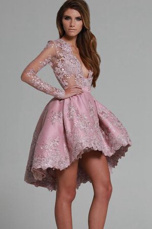 Robe de soirée longue naturel a-ligne haut bas en organza - Photo 1