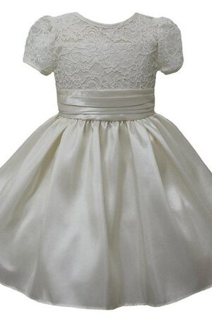 Robe de cortège enfant plissage en taffetas a-ligne elevé avec manche courte - Photo 1