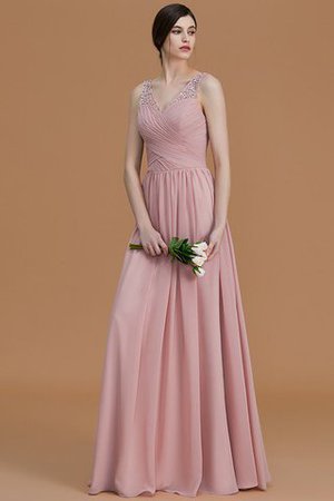 Chiffon Ärmellos Reißverschluss A-Line Bodenlanges Brautjungfernkleid - Bild 1