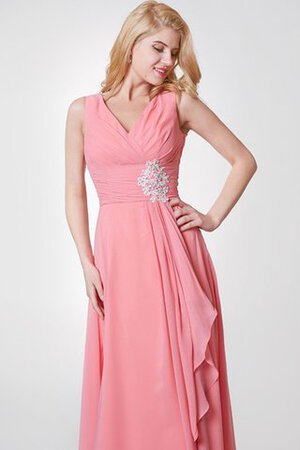 Robe demoiselle d'honneur avec fronce ruché manche nulle de lotus a-ligne - Photo 5