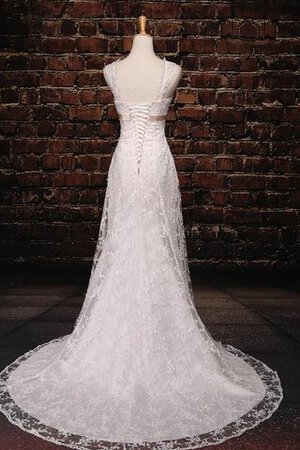 Robe de mariée avec perle longueur mollet en satin d'épaule asymétrique textile en tulle - Photo 3