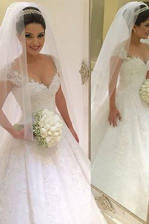 Duchesse-Linie Normale Taille Bodenlanges Extravagantes Brautkleid mit Perlen - Bild 1