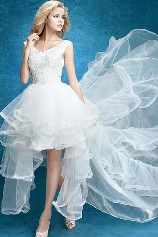 Vestido de Novia en Encaje y Tul de Encaje Adorno de Apliques de Apertura Frontal - Foto 2