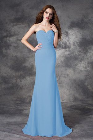 Robe demoiselle d'honneur longue naturel de sirène avec chiffon ruché - Photo 3