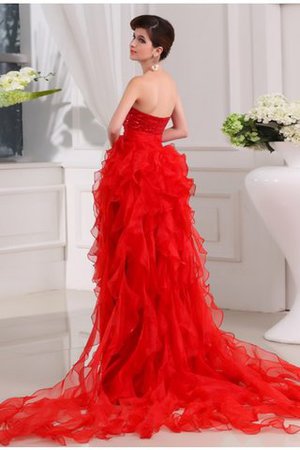 Robe de bal de princesse asymétrique manche nulle en organza fermeutre eclair - Photo 2