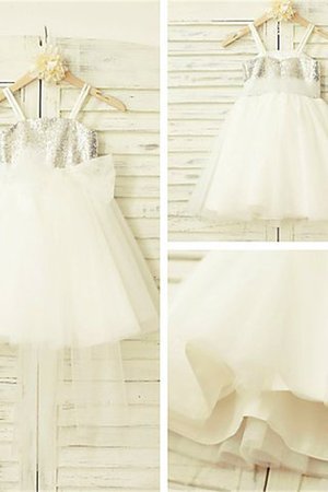 Ärmelloses Tüll Spaghetti Träger Prinzessin Blumenmädchenkleid mit Reißverschluss - Bild 4