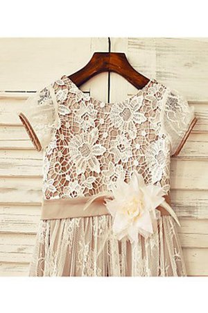 Normale Taille Prinzessin Reißverschluss Wadenlanges Blumenmädchenkleid mit Blume - Bild 3