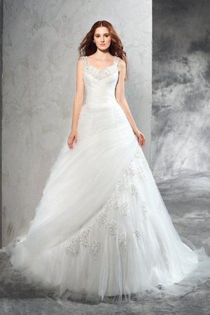 Robe de mariée longue naturel elégant fermeutre eclair bandouliere spaghetti - Photo 1