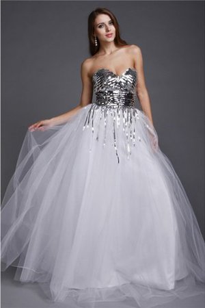 Robe de bal brillant longue avec sans manches de col en cœur a-ligne - Photo 1