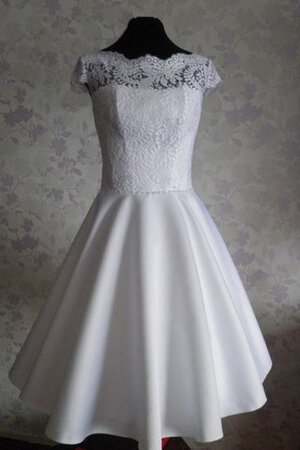 Robe de mariée nature simple col en v foncé avec perle avec manche épeules enveloppants - Photo 1