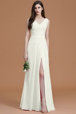 Normale Taille Gerüschtes Prinzessin Bodenlanges Brautjungfernkleid ohne Ärmeln - Bild 22