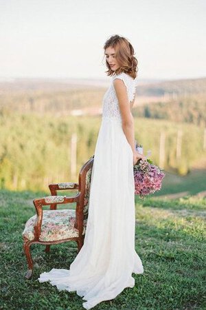 Sencillo Vestido de Novia en Encaje de Cola Barriba de Manga tapada de Joya - Foto 5