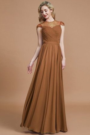 Robe demoiselle d'honneur naturel avec chiffon ligne a de princesse jusqu'au sol - Photo 9