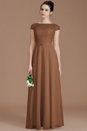 Robe demoiselle d'honneur naturel fermeutre eclair ligne a de col bateau en chiffon - Photo 9