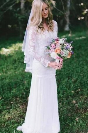 Plissiertes luxus langes romantisches Brautkleid aus Chiffon mit Reißverschluss - Bild 1