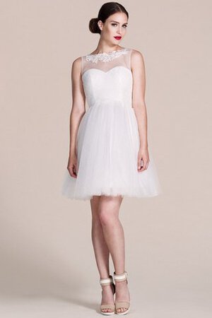 Robe de graduation simple courte avec sans manches appliques en tulle