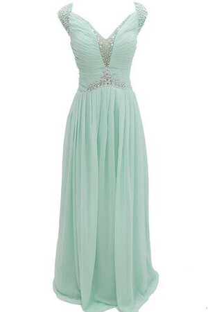 Paillettenbesetztes Chiffon A-Linie plissiertes bodenlanges Brautjungfernkleid - Bild 1