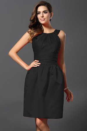 Satin Bateau Knielanges Brautjungfernkleid mit Natürlicher Taille mit Reißverschluss - Bild 2