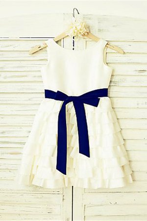 Robe de cortège enfant naturel a-ligne de princesse longueur mollet avec chiffon - Photo 2