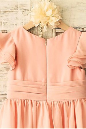 Robe de cortège enfant a-ligne col u profond avec chiffon avec zip avec fleurs - Photo 4