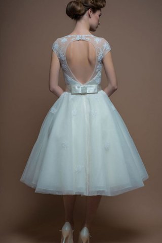 Moderno Vestido de Novia de Apliques de Joya de Botón de Escote redondo - Foto 2