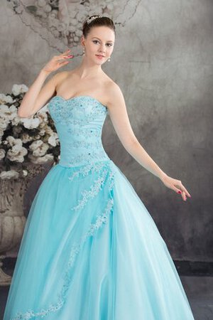 A Linie Ärmelloses Duchesse-Linie Jugendweihekleid aus Tüll mit Perlen - Bild 2