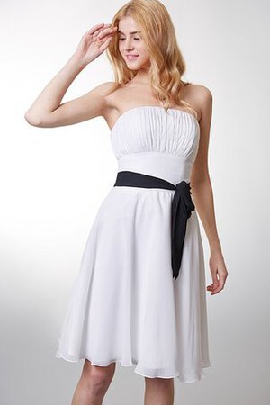 Robe demoiselle d'honneur plissage bref manche nulle avec chiffon ruché - Photo 4