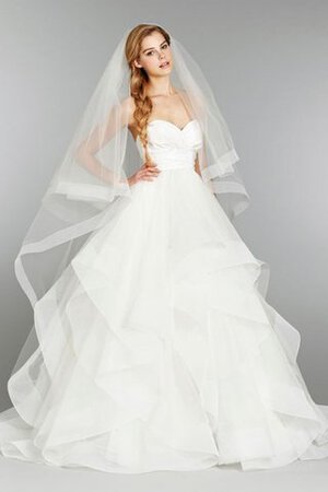 Robe de mariée naturel solennel col en v foncé textile en tulle col en forme de cœur - Photo 6