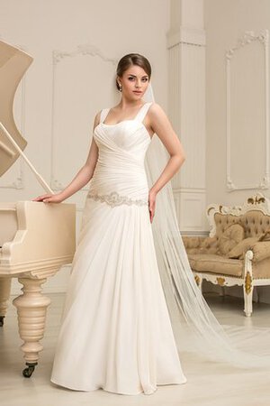 Robe de mariée ruché manche nulle avec chiffon pendant avec lacets - Photo 1