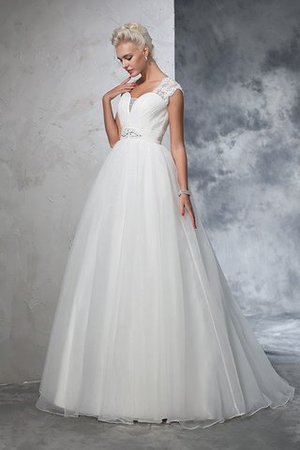 Duchesse-Linie Sweep Zug Prächtiges Brautkleid ohne Ärmeln aus Tüll - Bild 4