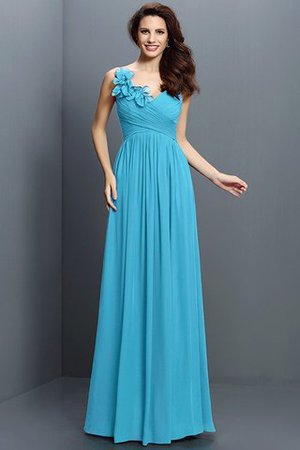 Robe demoiselle d'honneur plissage longue jusqu'au sol de col en v avec chiffon - Photo 3