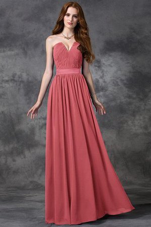 Abito da Damigella Lunghi Cuore A Terra con Increspato in Chiffon - Foto 28