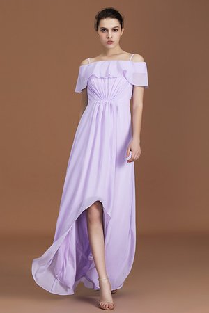 Robe demoiselle d'honneur en chiffon ruché longueur au ras du sol coupé a-ligne - Photo 5