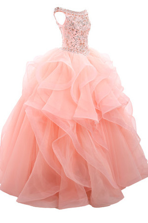 Robe de quinceanera simple mode naturel de col bateau de mode de bal - Photo 4