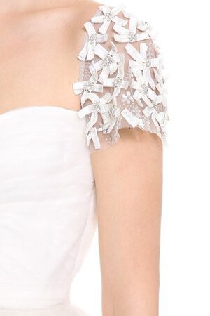 Kurze Ärmeln A-Line Organza bescheidenes bodenlanges Brautkleid mit Blume - Bild 4