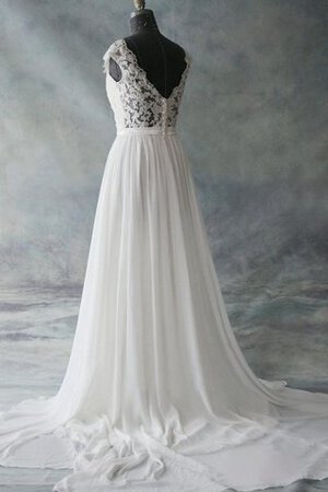 Gekerbter Ausschnitt Chiffon schlichtes luxus Brautkleid mit Knöpfen aus Spitze - Bild 3